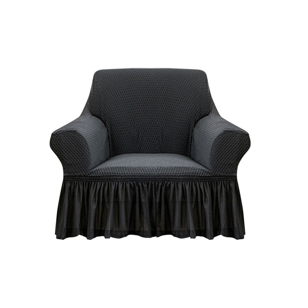SOGA 1-Seater Dark Grey Sofa Cover with Ruffled Skirt Couch Protector High Stretch Lounge Slipcover Home Decor - - SofaCov10 1 SOGA 1-Seater Dark Grey Sofa Cover with Ruffled Skirt Couch Protector High Stretch Lounge Slipcover Home Decor - AU DEPOT Buy SOGA 1-Seater Dark Grey Sofa Cover with Ruffled Skirt Couch Protector High Stretch Lounge Slipcover Home Decor Online - Home & Living - 1 - AU Depot Free Shipping