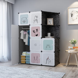 Buy SOGA 10 Cubes Black Portable Wardrobe Divide-Grid Modular Storage Organiser Foldable Closet with Doors Online - Home & Living - 2 - AU Depot Free Shipping