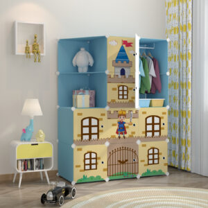 Buy SOGA 10 Cubes Blue Castle Print Portable Wardrobe Divide-Grid Modular Storage Organiser Foldable Closet Online - Home & Living - 2 - AU Depot Free Shipping