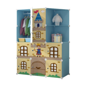 Buy SOGA 10 Cubes Blue Castle Print Portable Wardrobe Divide-Grid Modular Storage Organiser Foldable Closet Online - Home & Living - 1 - AU Depot Free Shipping