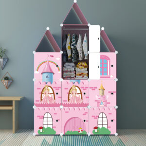 Buy SOGA 10 Cubes DIY Castle Print Portable Wardrobe Divide-Grid Modular Storage Organiser Foldable Closet Online - Home & Living - 2 - AU Depot Free Shipping