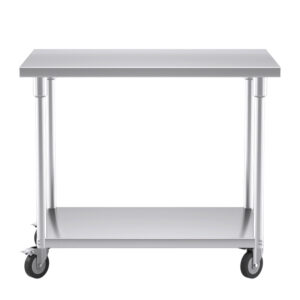 Buy SOGA 100cm Commercial Catering Kitchen Stainless Steel Prep Work Bench Table with Wheels Online - furniture > kitchen & dining room furniture > buffets, sideboards & kitchen islands - 2 - AU Depot Free Shipping