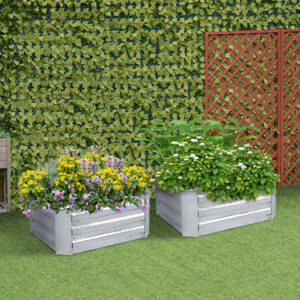 Buy SOGA 100cm Square Galvanised Raised Garden Bed Vegetable Herb Flower Outdoor Planter Box Online - Garden, Tools & Hardware - 2 - AU Depot Free Shipping