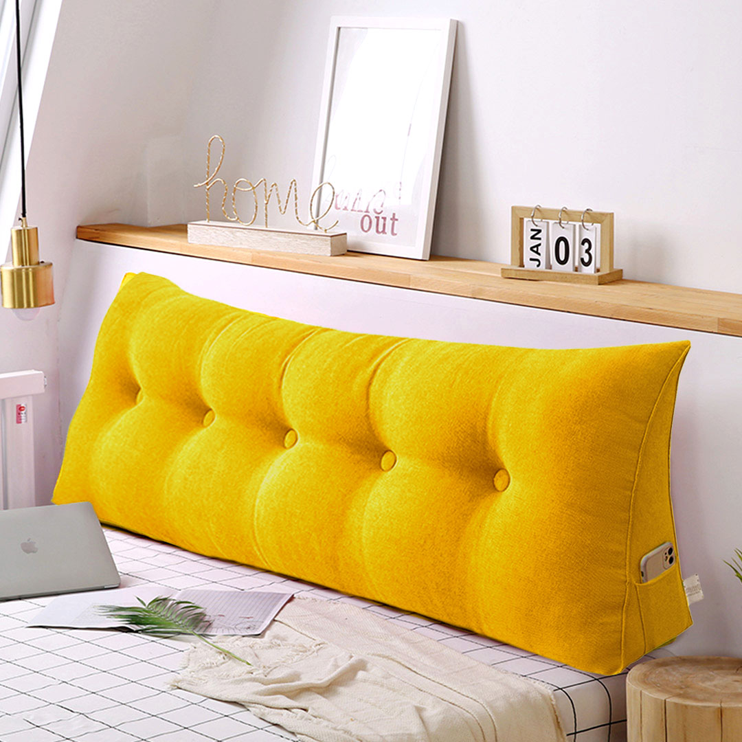 SOGA 100cm Yellow Triangular Wedge Bed Pillow Headboard Backrest Bedside Tatami Cushion Home Decor - Pillow3111 - Furniture - 3 - AU DEPOT SOGA Buy SOGA 100cm Yellow Triangular Wedge Bed Pillow Headboard Backrest Bedside Tatami Cushion Home Decor Online - Furniture - 3 - AU Depot Free Shipping