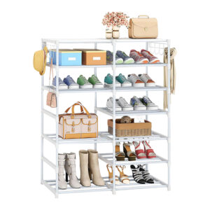 Buy SOGA 12-Shelf Tier Shoe Storage Shelf Space-Saving Caddy Rack Organiser with Side Hooks White Online - Furniture - 1 - AU Depot Free Shipping