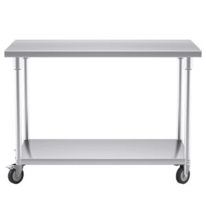 Buy SOGA 120cm Commercial Catering Kitchen Stainless Steel Prep Work Bench Table with Wheels Online - furniture > kitchen & dining room furniture > buffets, sideboards & kitchen islands - 2 - AU Depot Free Shipping