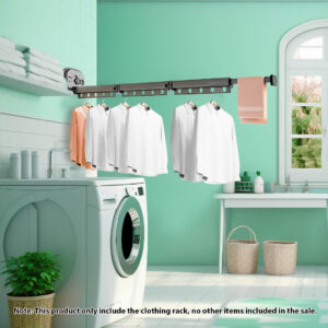 Buy SOGA 127.5cm Wall-Mounted Clothing Dry Rack Retractable Space-Saving Foldable Hanger Online - Home & Living - 2 - AU Depot Free Shipping