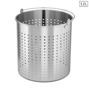 Buy SOGA 12L 18/10 Stainless Steel Perforated Stockpot Basket Pasta Strainer with Handle Online - home & living > kitchen & dining > cookware > stock & multi pots - 1 - AU Depot Free Shipping