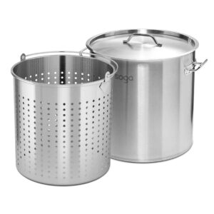 SOGA 130L 1810 Stainless Steel Stockpot with Perforated Stock pot Basket Pasta Strainer StockPot55CMwPastaInsert3906 AU Depot Free Shipping SOGA 130L 18/10 Stainless Steel Stockpot with Perforated Stock pot Basket Pasta Strainer - AU DEPOT