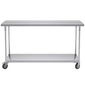 Buy SOGA 150cm Commercial Catering Kitchen Stainless Steel Prep Work Bench Table with Wheels Online - furniture > kitchen & dining room furniture > buffets, sideboards & kitchen islands - 2 - AU Depot Free Shipping