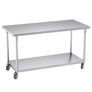 Buy SOGA 150cm Commercial Catering Kitchen Stainless Steel Prep Work Bench Table with Wheels Online - furniture > kitchen & dining room furniture > buffets, sideboards & kitchen islands - 1 - AU Depot Free Shipping
