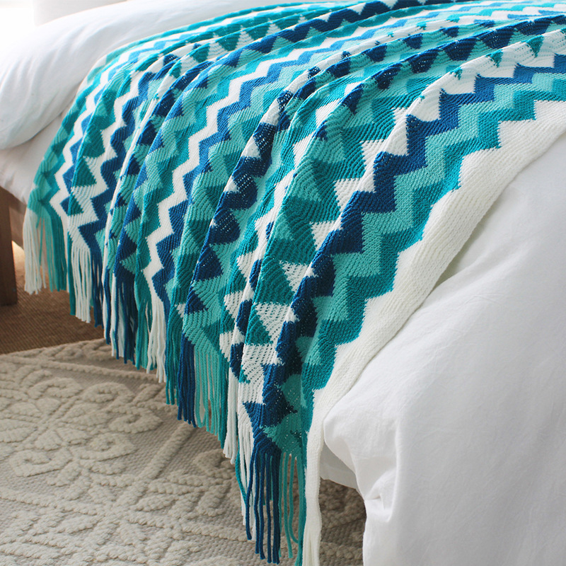 SOGA 170cm Blue Zigzag Striped Throw Blanket Acrylic Wave Knitted Fringed Woven Cover Couch Bed Sofa Home Decor - Blanket919 - Home - 4 - AU DEPOT SOGA Buy SOGA 170cm Blue Zigzag Striped Throw Blanket Acrylic Wave Knitted Fringed Woven Cover Couch Bed Sofa Home Decor Online - Home - 4 - AU Depot Free Shipping