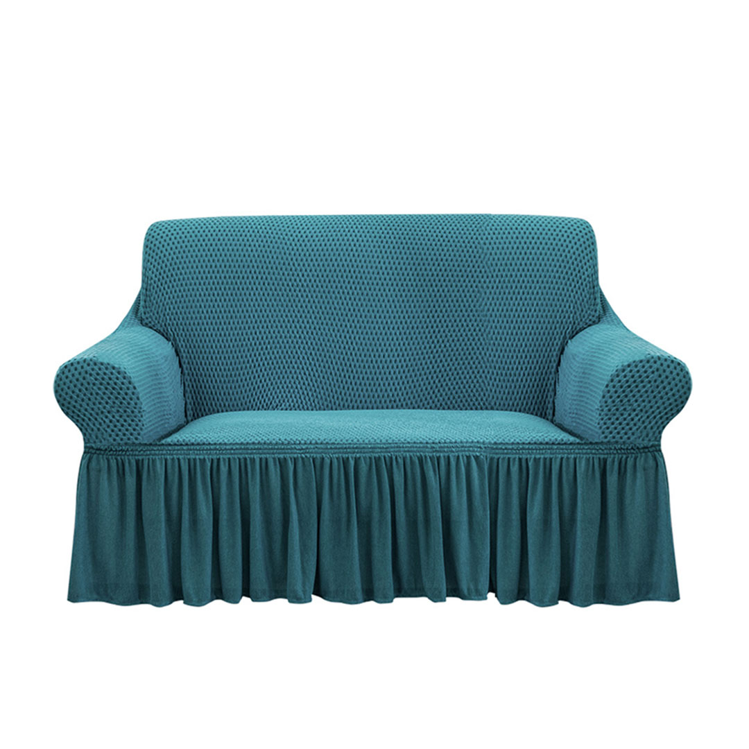 SOGA 2-Seater Blue Sofa Cover with Ruffled Skirt Couch Protector High Stretch Lounge Slipcover Home Decor - - SofaCov15 1 SOGA 2-Seater Blue Sofa Cover with Ruffled Skirt Couch Protector High Stretch Lounge Slipcover Home Decor - AU DEPOT Buy SOGA 2-Seater Blue Sofa Cover with Ruffled Skirt Couch Protector High Stretch Lounge Slipcover Home Decor Online - Home & Living - 1 - AU Depot Free Shipping