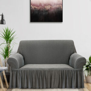 Buy SOGA 2-Seater Grey Sofa Cover with Ruffled Skirt Couch Protector High Stretch Lounge Slipcover Home Decor Online - Home & Living - 2 - AU Depot Free Shipping