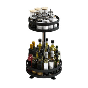 SOGA 2 Tier Steel Black Round Rotating Multi Function Kitchen Portable Storage Spice Seasoning Kitchen Countertop Organiser Shelf KitchenXY050 AU Depot Free Shipping SOGA 2 Tier Steel Black Round Rotating Multi-Function Kitchen Portable Storage Spice Seasoning Kitchen Countertop Organiser Shelf - AU DEPOT