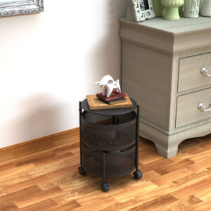 Buy SOGA 2 Tier Steel Round Rotating Kitchen Cart Multi-Functional Shelves Portable Storage Organizer with Wheels Online - Garden, Tools & Hardware - 2 - AU Depot Free Shipping