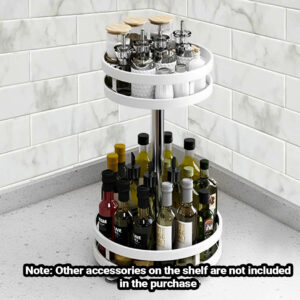 Buy SOGA 2 Tier Steel White Round Rotating Multi-Function Kitchen Portable Storage Spice Seasoning Kitchen Countertop Organiser Shelf Online - Garden, Tools & Hardware - 2 - AU Depot Free Shipping
