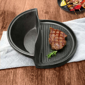Buy SOGA 2 in 1 Cast Iron Ribbed Fry Pan Skillet Griddle BBQ and Steamboat Hot Pot Online - Home & Living - 2 - AU Depot Free Shipping