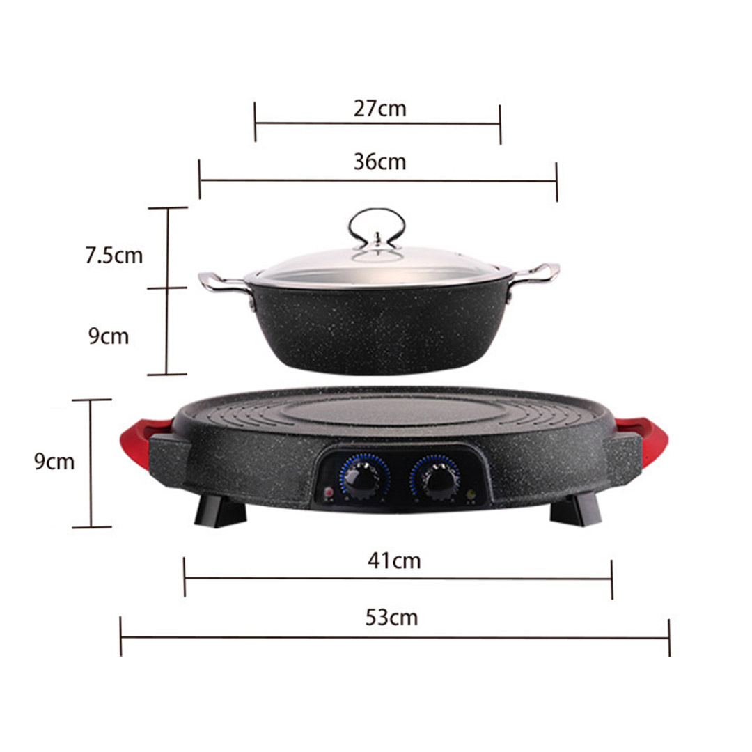SOGA 2 in 1 Electric Stone Coated Teppanyaki Grill Plate Steamboat Hotpot - SteamboatR2Round - Home & Living - 4 - AU DEPOT SOGA Buy SOGA 2 in 1 Electric Stone Coated Teppanyaki Grill Plate Steamboat Hotpot Online - Home & Living - 4 - AU Depot Free Shipping