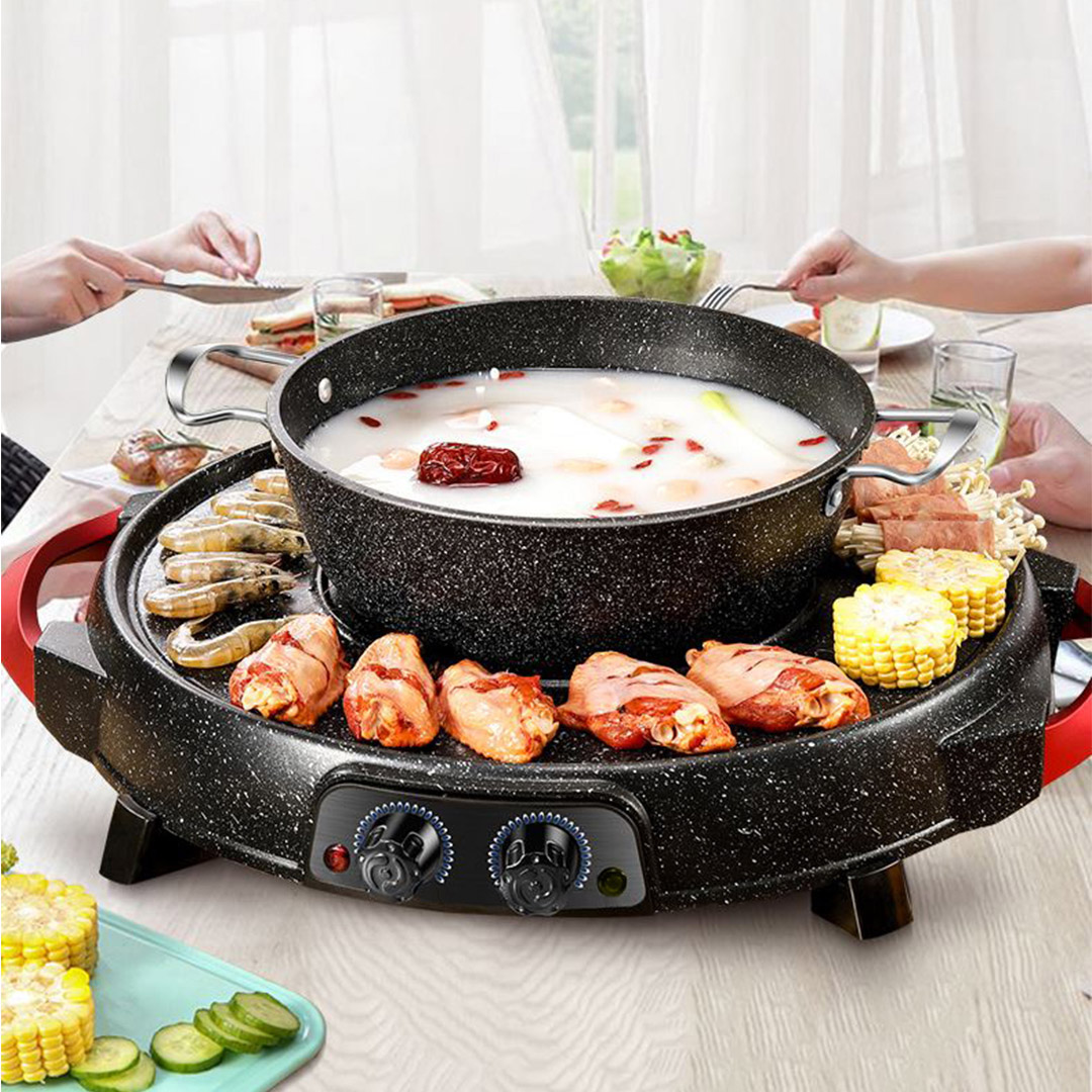 SOGA 2 in 1 Electric Stone Coated Teppanyaki Grill Plate Steamboat Hotpot - SteamboatR2Round - Home & Living - 5 - AU DEPOT SOGA Buy SOGA 2 in 1 Electric Stone Coated Teppanyaki Grill Plate Steamboat Hotpot Online - Home & Living - 5 - AU Depot Free Shipping