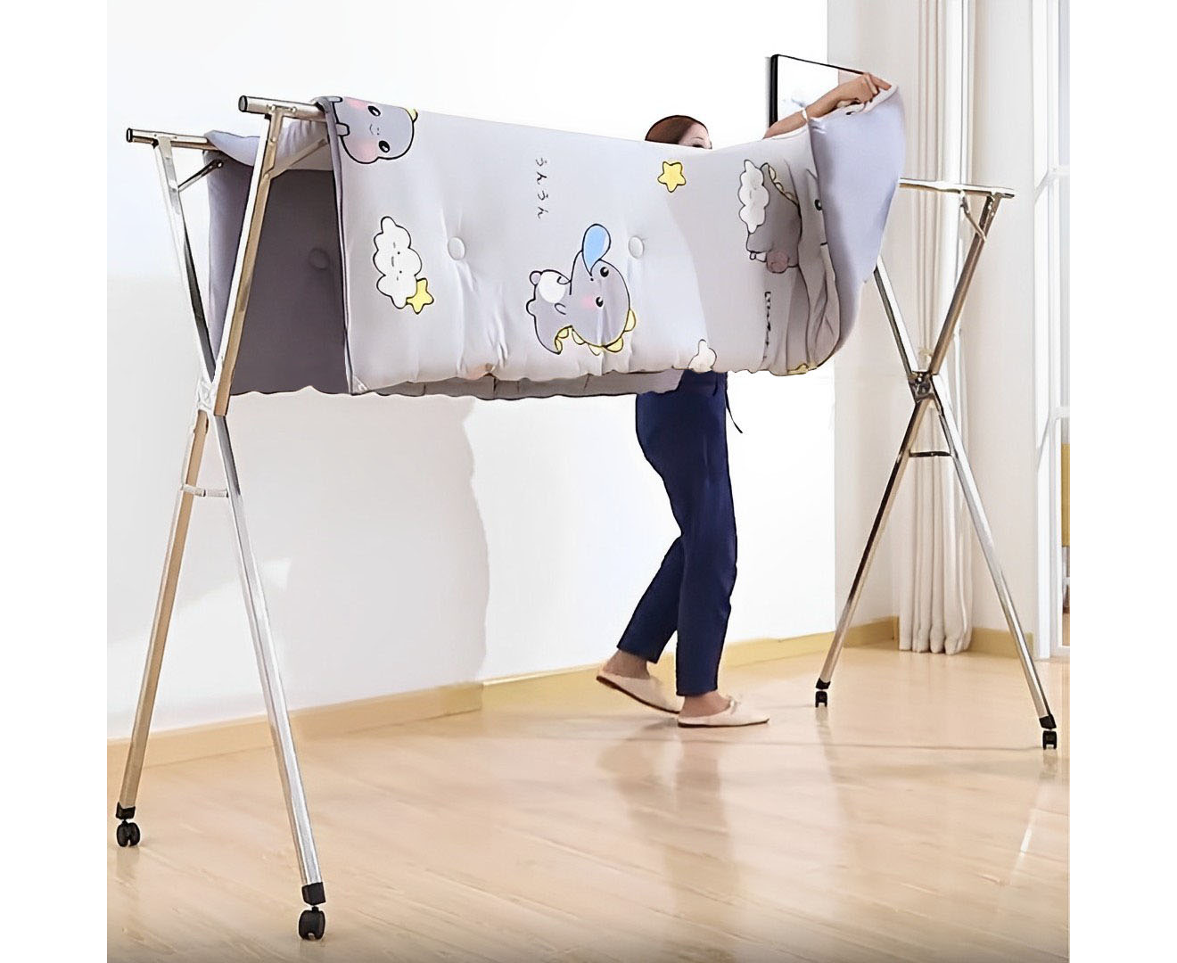 SOGA 2.0m Portable Standing Clothes Drying Rack Foldable Space-Saving Laundry Holder with Wheels - BSXG2515 - Home & Living - 9 - AU DEPOT SOGA Buy SOGA 2.0m Portable Standing Clothes Drying Rack Foldable Space-Saving Laundry Holder with Wheels Online - Home & Living - 9 - AU Depot Free Shipping