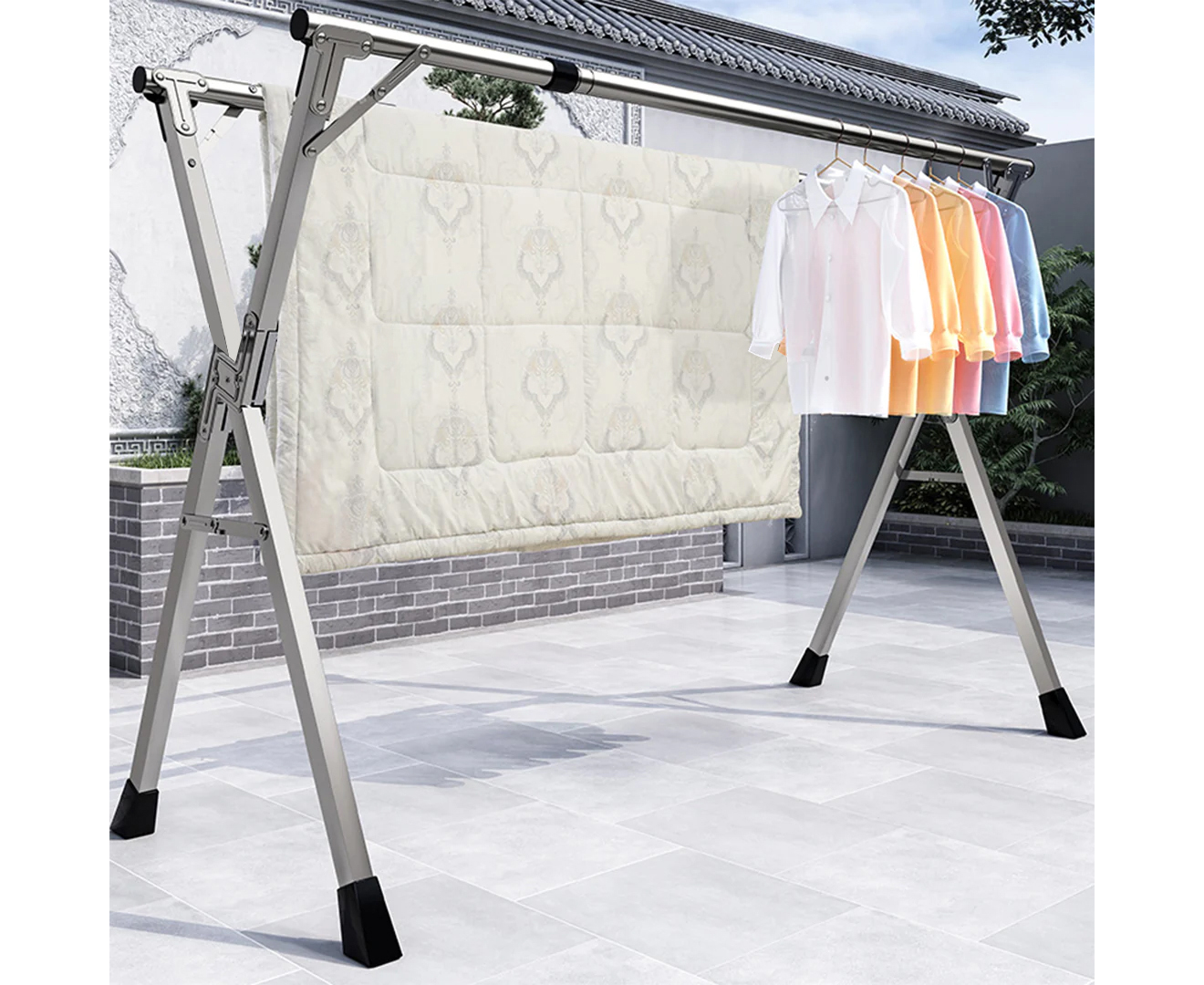 SOGA 2.4m Portable Standing Clothes Drying Rack Foldable Space-Saving Laundry Holder Indoor Outdoor - BSXG2510 - Home & Living - 6 - AU DEPOT SOGA Buy SOGA 2.4m Portable Standing Clothes Drying Rack Foldable Space-Saving Laundry Holder Indoor Outdoor Online - Home & Living - 6 - AU Depot Free Shipping