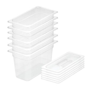Buy SOGA 200mm Clear Gastronorm GN Pan 1/3 Food Tray Storage Bundle of 6 with Lid Online - Home & Living - 1 - AU Depot Free Shipping