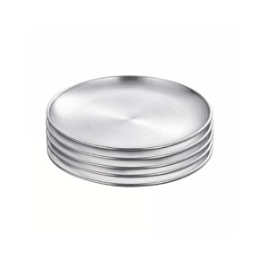 SOGA 20cm Premium Silver Grilling Plate Durable Heat Resistan Perfect for BBQs and Outdoor Cooking Kitchen Essential VICPlate53 AU Depot Free Shipping SOGA 20cm Premium Silver Grilling Plate Durable - AU DEPOT