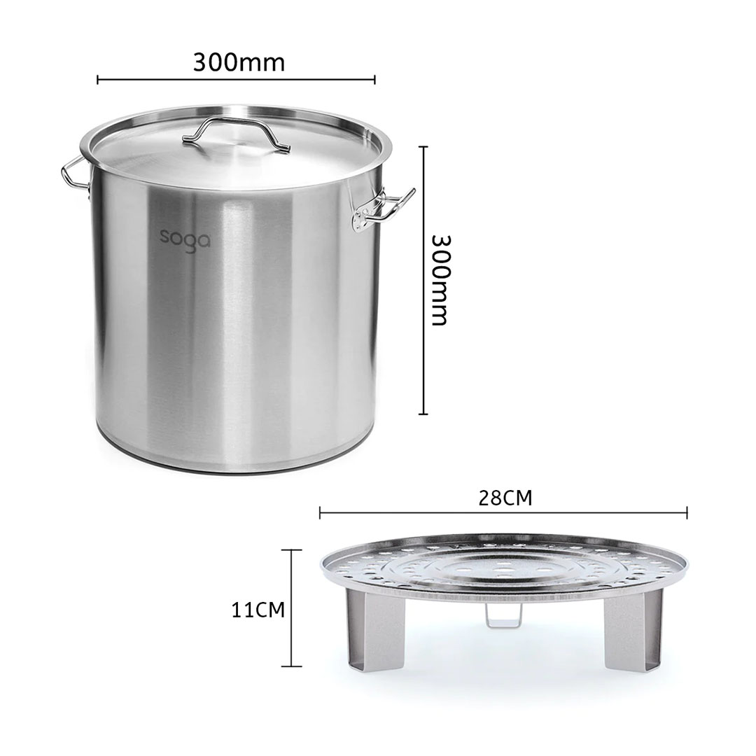 SOGA 21L Stainless Steel Stock Pot with One Steamer Rack Insert Stockpot Tray - StockPot30CM-1XRack28CM - home & living > kitchen & dining > cookware > stock & multi pots - 7 - AU DEPOT SOGA Buy SOGA 21L Stainless Steel Stock Pot with One Steamer Rack Insert Stockpot Tray Online - home & living > kitchen & dining > cookware > stock & multi pots - 7 - AU Depot Free Shipping