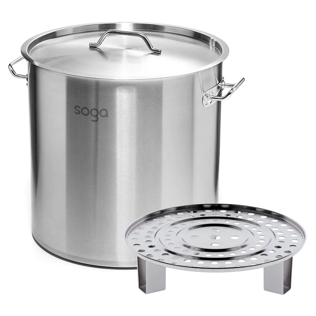 SOGA 21L Stainless Steel Stock Pot with One Steamer Rack Insert Stockpot Tray - - StockPot30CM-1XRack28CM 1 SOGA 21L Stainless Steel Stock Pot with One Steamer Rack Insert Stockpot Tray - AU DEPOT Buy SOGA 21L Stainless Steel Stock Pot with One Steamer Rack Insert Stockpot Tray Online - home & living > kitchen & dining > cookware > stock & multi pots - 1 - AU Depot Free Shipping