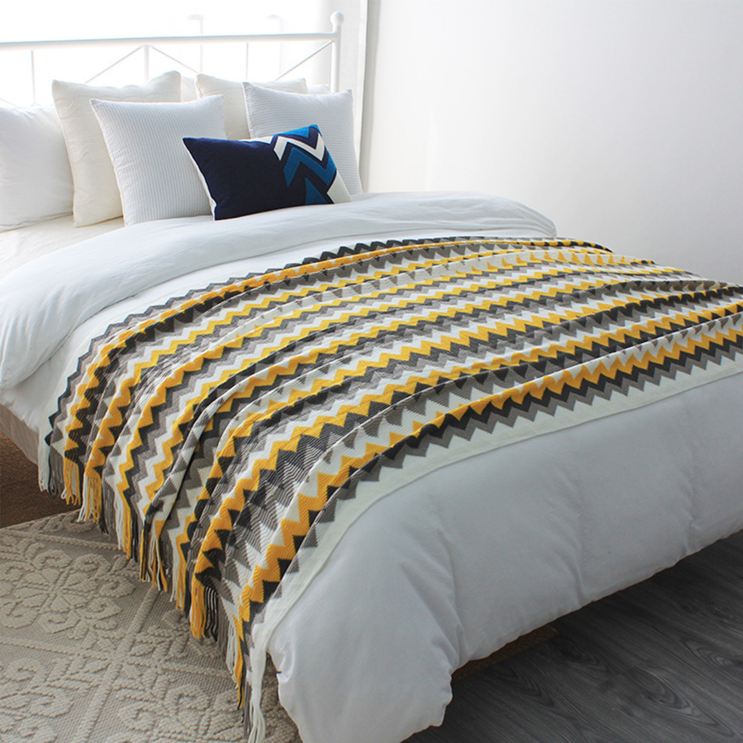 SOGA 220cm Yellow Zigzag Striped Throw Blanket Acrylic Wave Knitted Fringed Woven Cover Couch Bed Sofa Home Decor - Blanket918 - Home - 2 - AU DEPOT SOGA Buy SOGA 220cm Yellow Zigzag Striped Throw Blanket Acrylic Wave Knitted Fringed Woven Cover Couch Bed Sofa Home Decor Online - Home - 2 - AU Depot Free Shipping