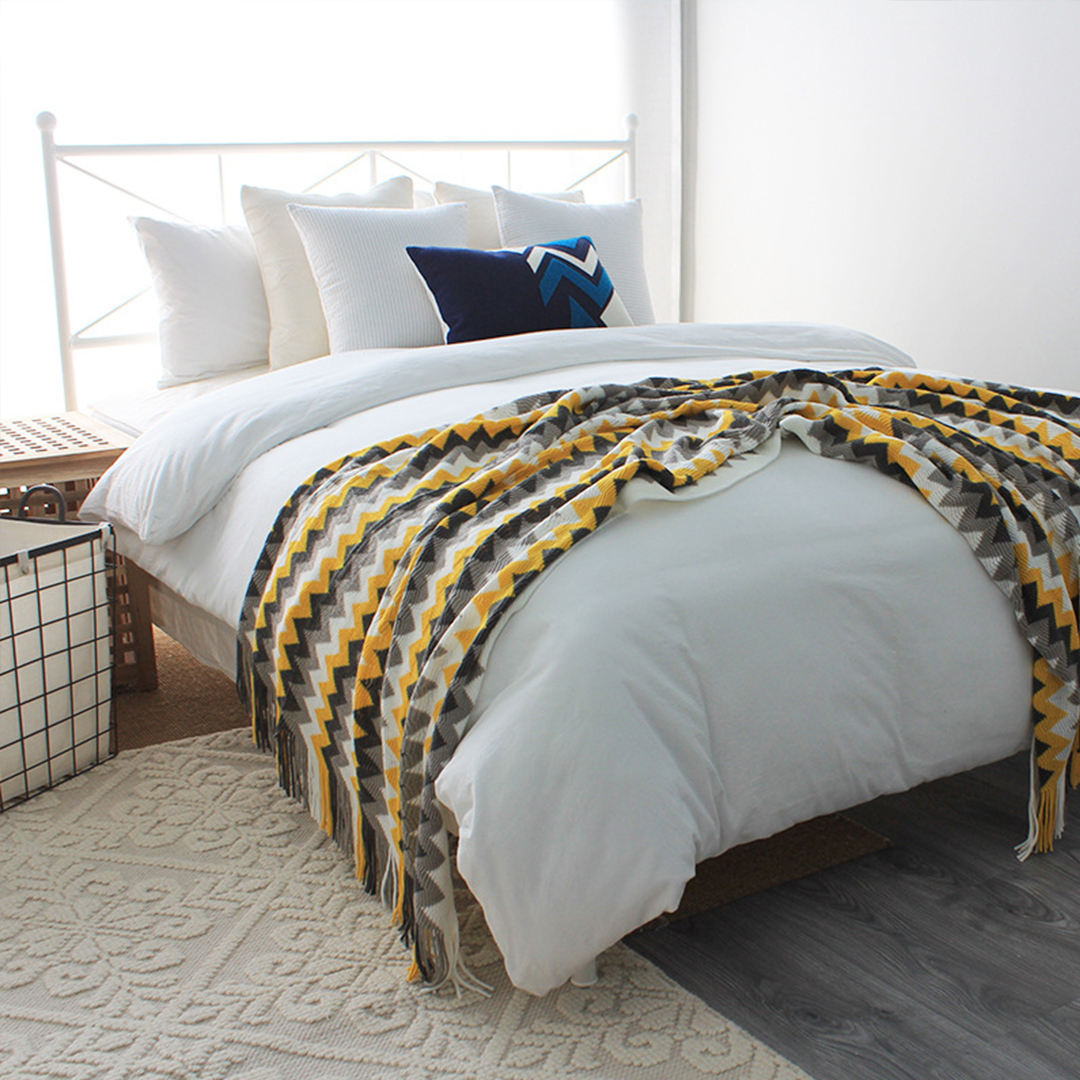 SOGA 220cm Yellow Zigzag Striped Throw Blanket Acrylic Wave Knitted Fringed Woven Cover Couch Bed Sofa Home Decor - Blanket918 - Home - 5 - AU DEPOT SOGA Buy SOGA 220cm Yellow Zigzag Striped Throw Blanket Acrylic Wave Knitted Fringed Woven Cover Couch Bed Sofa Home Decor Online - Home - 5 - AU Depot Free Shipping