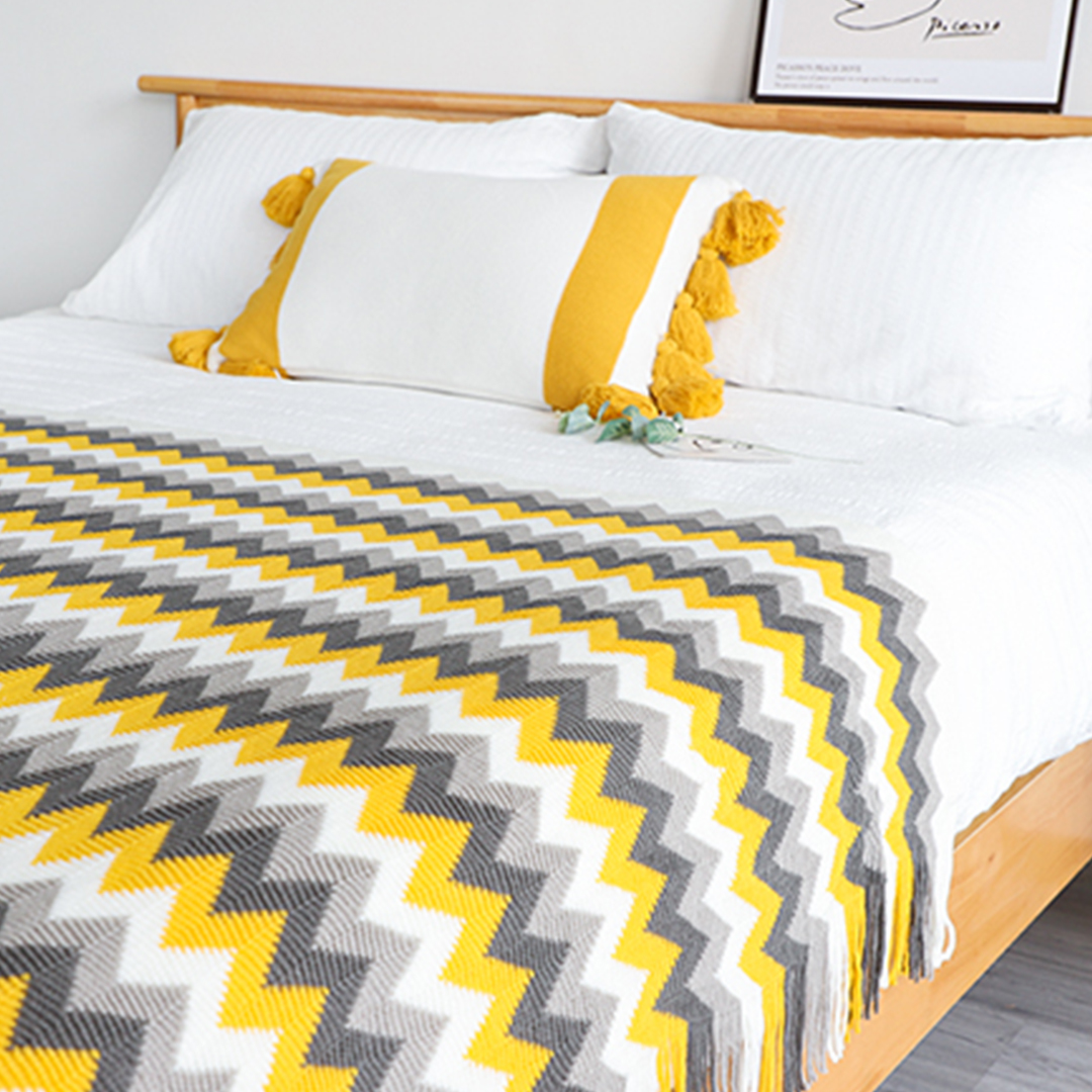 SOGA 220cm Yellow Zigzag Striped Throw Blanket Acrylic Wave Knitted Fringed Woven Cover Couch Bed Sofa Home Decor - Blanket918 - Home - 8 - AU DEPOT SOGA Buy SOGA 220cm Yellow Zigzag Striped Throw Blanket Acrylic Wave Knitted Fringed Woven Cover Couch Bed Sofa Home Decor Online - Home - 8 - AU Depot Free Shipping