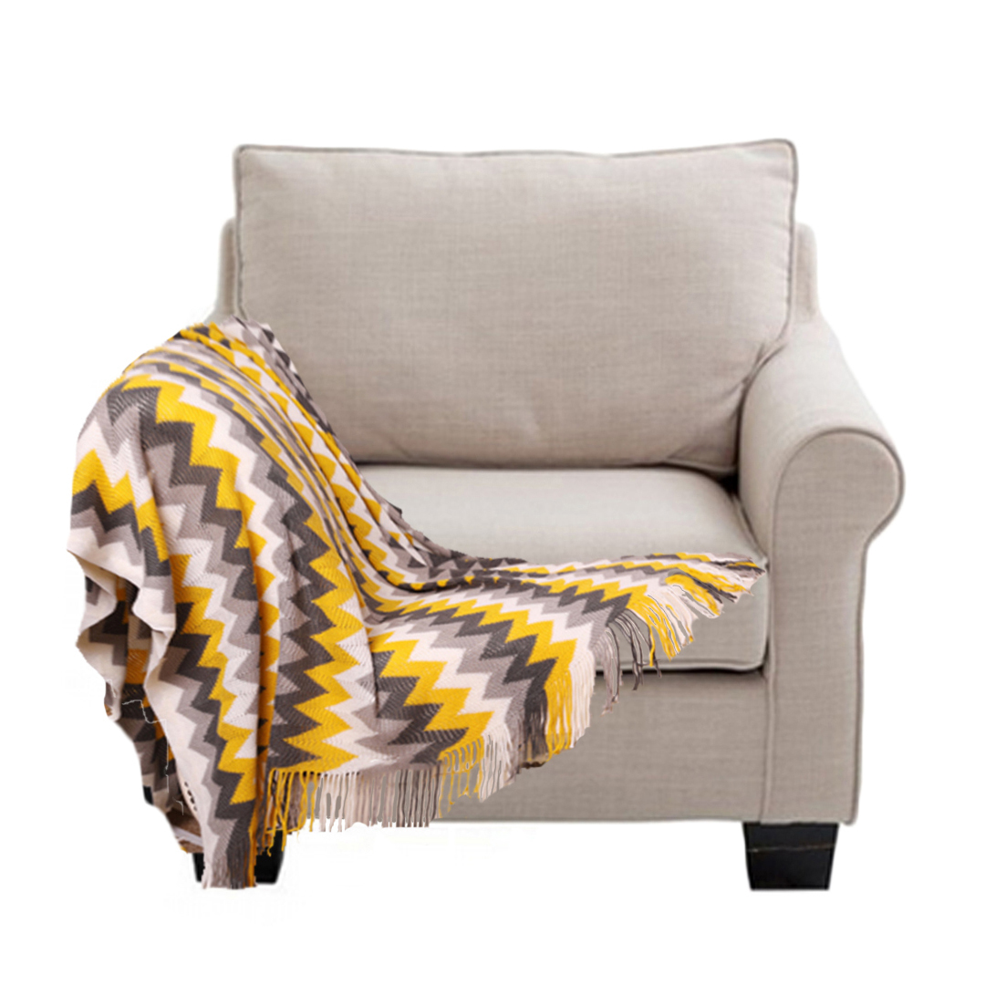 SOGA 220cm Yellow Zigzag Striped Throw Blanket Acrylic Wave Knitted Fringed Woven Cover Couch Bed Sofa Home Decor - Blankets - Blanket918 1 SOGA 220cm Yellow Zigzag Striped Throw Blanket Acrylic Wave Knitted Fringed Woven Cover Couch Bed Sofa Home Decor - AU DEPOT Buy SOGA 220cm Yellow Zigzag Striped Throw Blanket Acrylic Wave Knitted Fringed Woven Cover Couch Bed Sofa Home Decor Online - Home - 1 - AU Depot Free Shipping