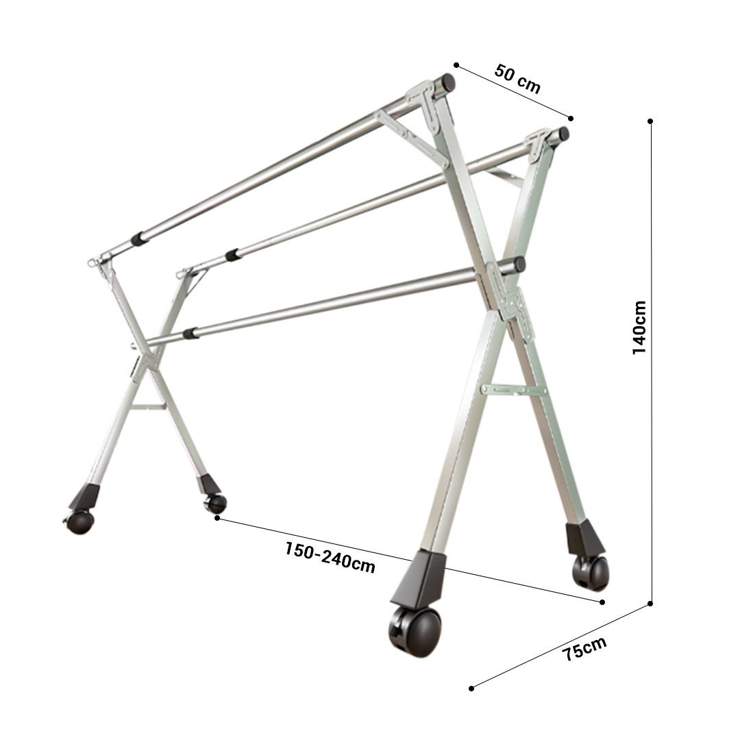 SOGA 240cm Portable Drying Rack Clothes Steel Laundry Rack Foldable Space-Saving Laundry Holder 3 Poles - BSXG2519 - Home & Living - 2 - AU DEPOT SOGA Buy SOGA 240cm Portable Drying Rack Clothes Steel Laundry Rack Foldable Space-Saving Laundry Holder 3 Poles Online - Home & Living - 2 - AU Depot Free Shipping