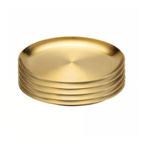 SOGA 26cm Premium Gold Grilling Plate Durable Heat Resistant Perfect for BBQs and Outdoor Cooking Kitchen Essential VICPlate61 AU Depot Free Shipping SOGA 26cm Premium Gold Grilling Plate Durable - AU DEPOT