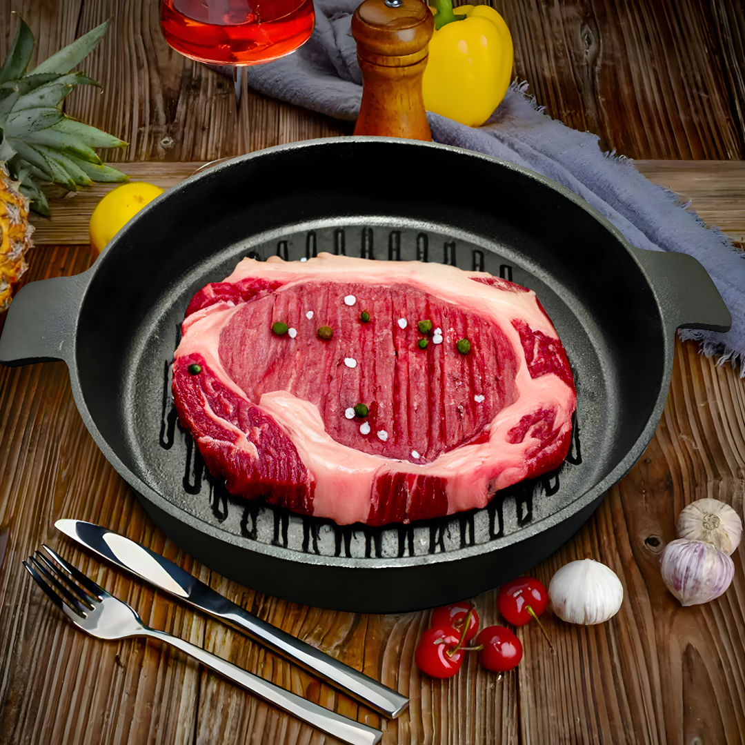 SOGA 26cm Round Ribbed Cast Iron Frying Pan Skillet Steak Sizzle Platter with Handle - ZPai001B - Home & Living - 3 - AU DEPOT SOGA Buy SOGA 26cm Round Ribbed Cast Iron Frying Pan Skillet Steak Sizzle Platter with Handle Online - Home & Living - 3 - AU Depot Free Shipping