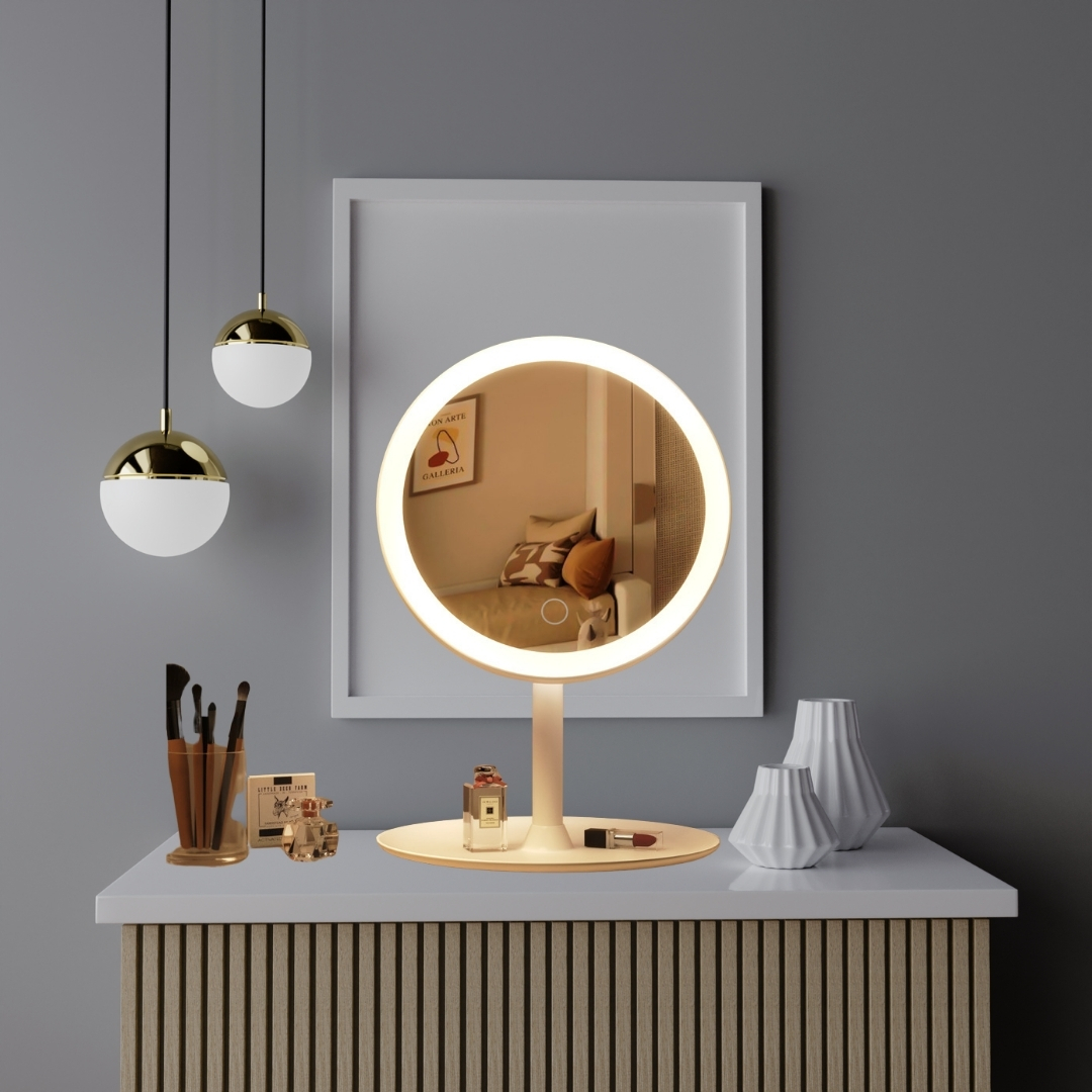 SOGA 26cm White Round Smart LED Makeup Bedroom Table Vanity Mirror Tricolor Adjustable Light - MirrorE6 - Home - 4 - AU DEPOT SOGA Buy SOGA 26cm White Round Smart LED Makeup Bedroom Table Vanity Mirror Tricolor Adjustable Light Online - Home - 4 - AU Depot Free Shipping