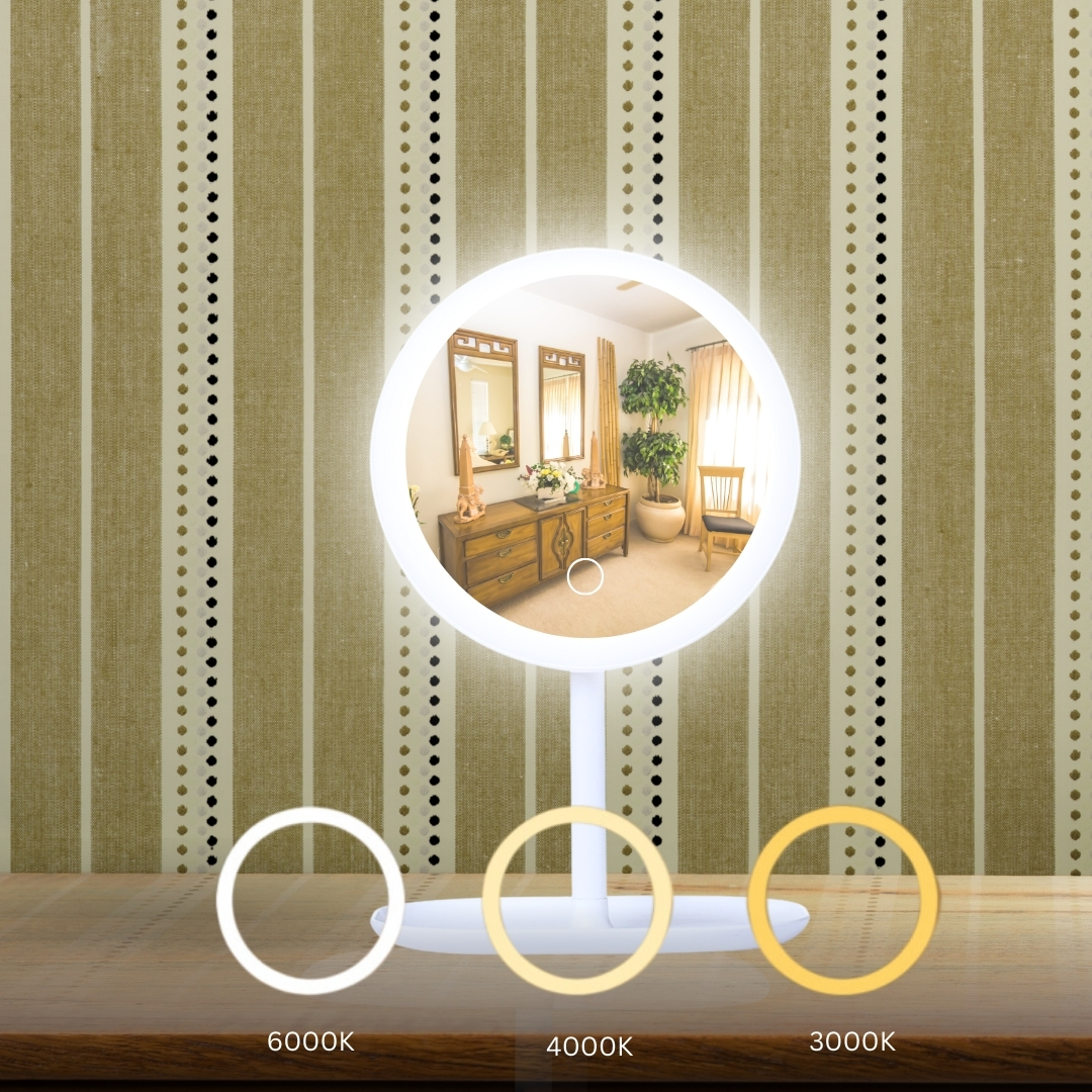 SOGA 26cm White Round Smart LED Makeup Bedroom Table Vanity Mirror Tricolor Adjustable Light - MirrorE6 - Home - 5 - AU DEPOT SOGA Buy SOGA 26cm White Round Smart LED Makeup Bedroom Table Vanity Mirror Tricolor Adjustable Light Online - Home - 5 - AU Depot Free Shipping