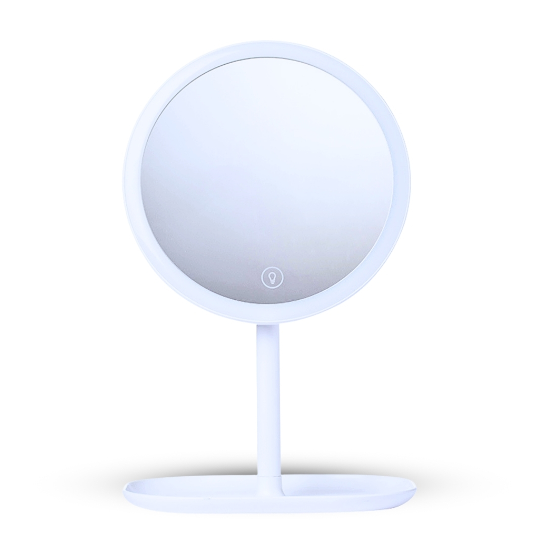 SOGA 26cm White Round Smart LED Makeup Bedroom Table Vanity Mirror Tricolor Adjustable Light - Bathroom Storage - MirrorE6 1 SOGA 26cm White Round Smart LED Makeup Bedroom Table Vanity Mirror Tricolor Adjustable Light - AU DEPOT Buy SOGA 26cm White Round Smart LED Makeup Bedroom Table Vanity Mirror Tricolor Adjustable Light Online - Home - 1 - AU Depot Free Shipping
