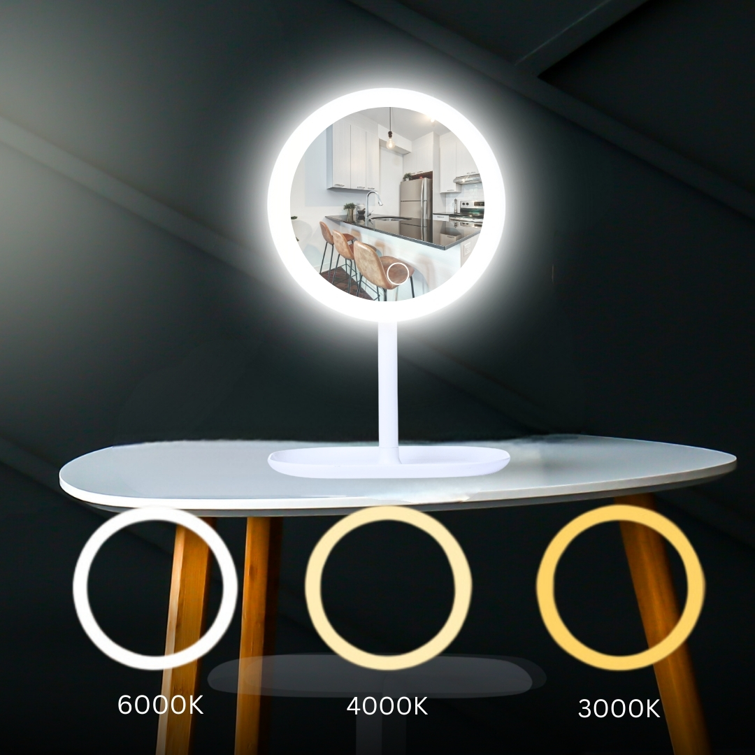 SOGA 26cm White Round Smart LED Makeup Bedroom Table Vanity Mirror Tricolor w/ 5x Magnification - MirrorE7 - Home - 4 - AU DEPOT SOGA Buy SOGA 26cm White Round Smart LED Makeup Bedroom Table Vanity Mirror Tricolor w/ 5x Magnification Online - Home - 4 - AU Depot Free Shipping