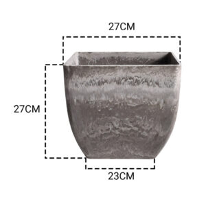 Buy SOGA 27cm Rock Grey Square Resin Plant Flower Pot in Cement Pattern Planter Cachepot for Indoor Home Office Online - Home & Living - 2 - AU Depot Free Shipping