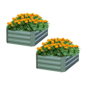 Buy SOGA 2X 100cm Square Galvanised Raised Garden Bed Vegetable Herb Flower Outdoor Planter Box Online - Garden, Tools & Hardware - 1 - AU Depot Free Shipping