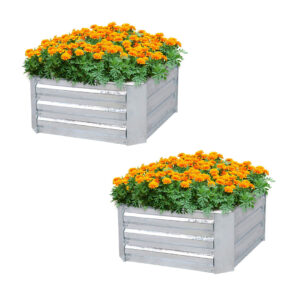 Buy SOGA 2X 100cm Square Galvanised Raised Garden Bed Vegetable Herb Flower Outdoor Planter Box Online - Garden, Tools & Hardware - 1 - AU Depot Free Shipping
