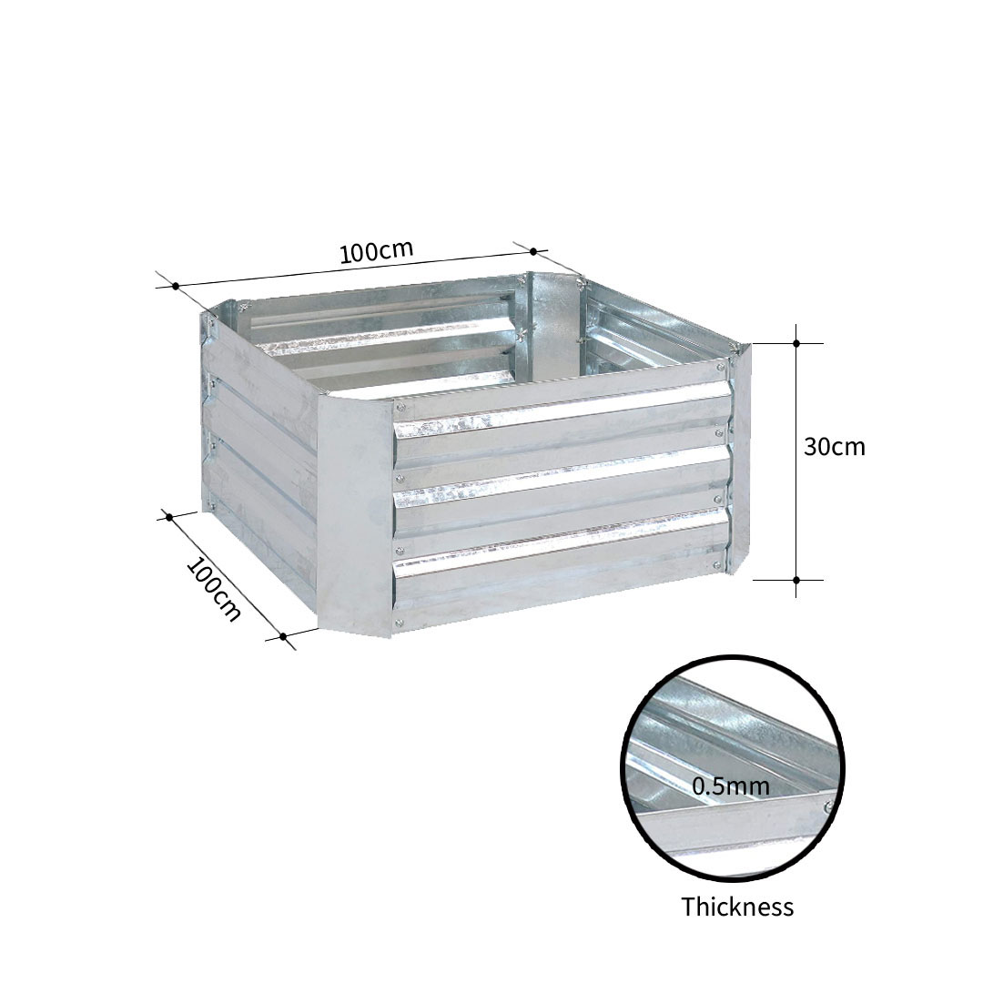 SOGA 2X 100cm Square Galvanised Raised Garden Bed Vegetable Herb Flower Outdoor Planter Box - MetalBSil517X2 - Garden, Tools & Hardware - 8 - AU DEPOT SOGA Buy SOGA 2X 100cm Square Galvanised Raised Garden Bed Vegetable Herb Flower Outdoor Planter Box Online - Garden, Tools & Hardware - 8 - AU Depot Free Shipping