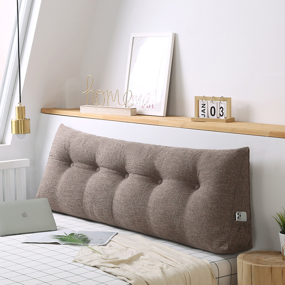 SOGA 2X 120cm Coffee Triangular Wedge Bed Pillow Headboard Backrest Bedside Tatami Cushion Home Decor - PillowFab120CoffeeX2 - Furniture - 2 - AU DEPOT SOGA Buy SOGA 2X 120cm Coffee Triangular Wedge Bed Pillow Headboard Backrest Bedside Tatami Cushion Home Decor Online - Furniture - 2 - AU Depot Free Shipping