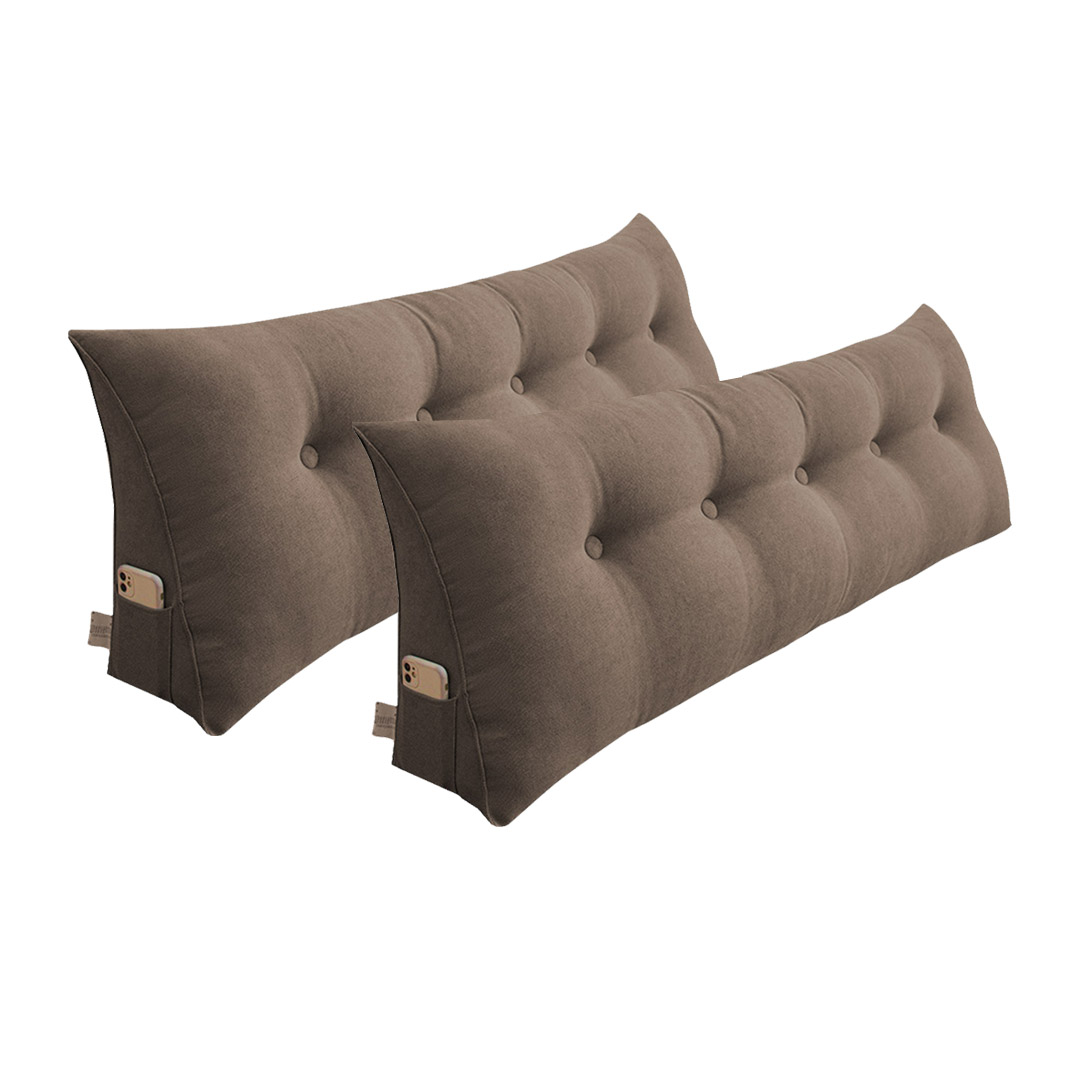 SOGA 2X 120cm Coffee Triangular Wedge Bed Pillow Headboard Backrest Bedside Tatami Cushion Home Decor - - PillowFab120CoffeeX2 1 SOGA 2X 120cm Coffee Triangular Wedge Bed Pillow Headboard Backrest Bedside Tatami Cushion Home Decor - AU DEPOT Buy SOGA 2X 120cm Coffee Triangular Wedge Bed Pillow Headboard Backrest Bedside Tatami Cushion Home Decor Online - Furniture - 1 - AU Depot Free Shipping