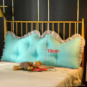 Buy SOGA 2X 120cm Light Blue Princess Bed Pillow Headboard Backrest Bedside Tatami Sofa Cushion with Ruffle Lace Home Decor Online - Furniture - 2 - AU Depot Free Shipping