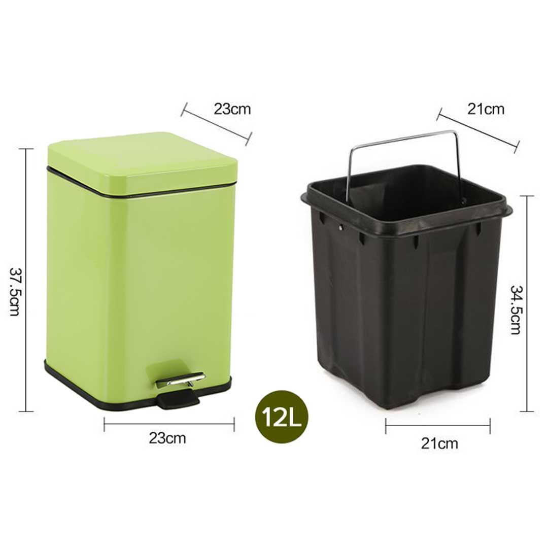 SOGA 2X 12L Foot Pedal Stainless Steel Rubbish Recycling Garbage Waste Trash Bin Square Green - RubbishBinSquare12LGreenX2 - Home & Living - 2 - AU DEPOT SOGA Buy SOGA 2X 12L Foot Pedal Stainless Steel Rubbish Recycling Garbage Waste Trash Bin Square Green Online - Home & Living - 2 - AU Depot Free Shipping
