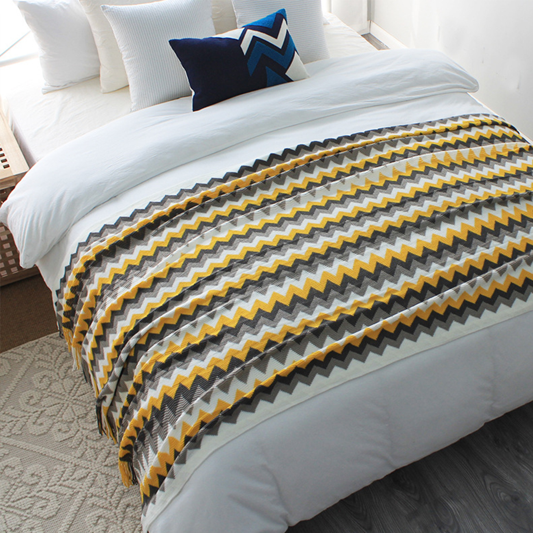 SOGA 2X 170cm Yellow Zigzag Striped Throw Blanket Acrylic Wave Knitted Fringed Woven Cover Couch Bed Sofa Home Decor - Blanket917X2 - Home - 3 - AU DEPOT SOGA Buy SOGA 2X 170cm Yellow Zigzag Striped Throw Blanket Acrylic Wave Knitted Fringed Woven Cover Couch Bed Sofa Home Decor Online - Home - 3 - AU Depot Free Shipping